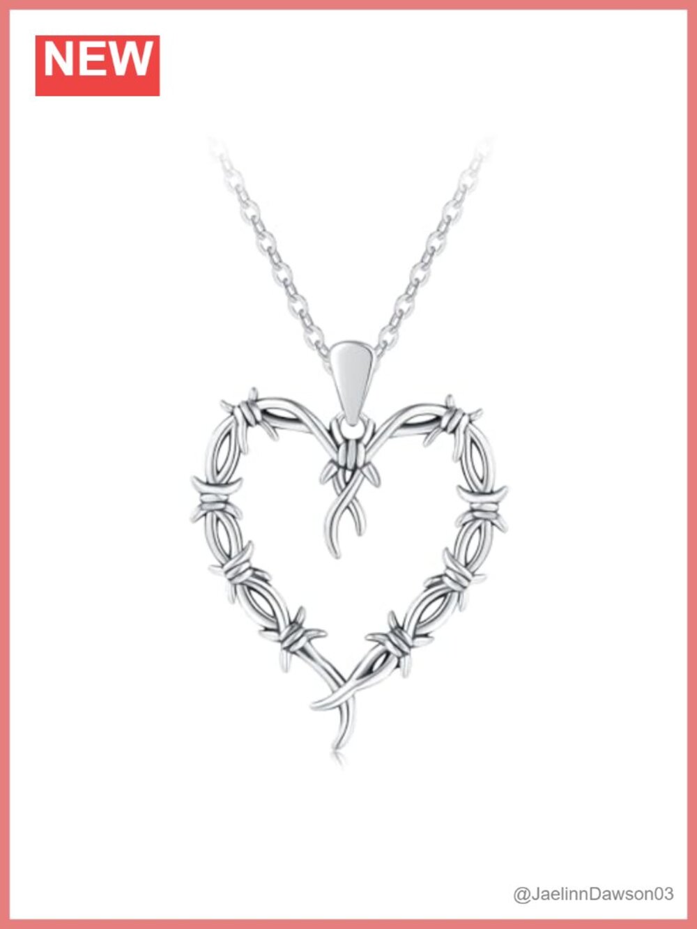 Gothic Heart Thorn Necklace Silver Punk Barbed Wire Pendant Jewelry